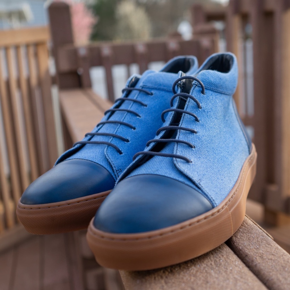 LAST PAIR - NWT KFG Hi Top Calf/Linen Sneaker - Picture 6 of 14